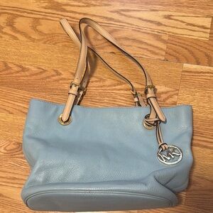 Michael Kors Blue Leather Tote Bag